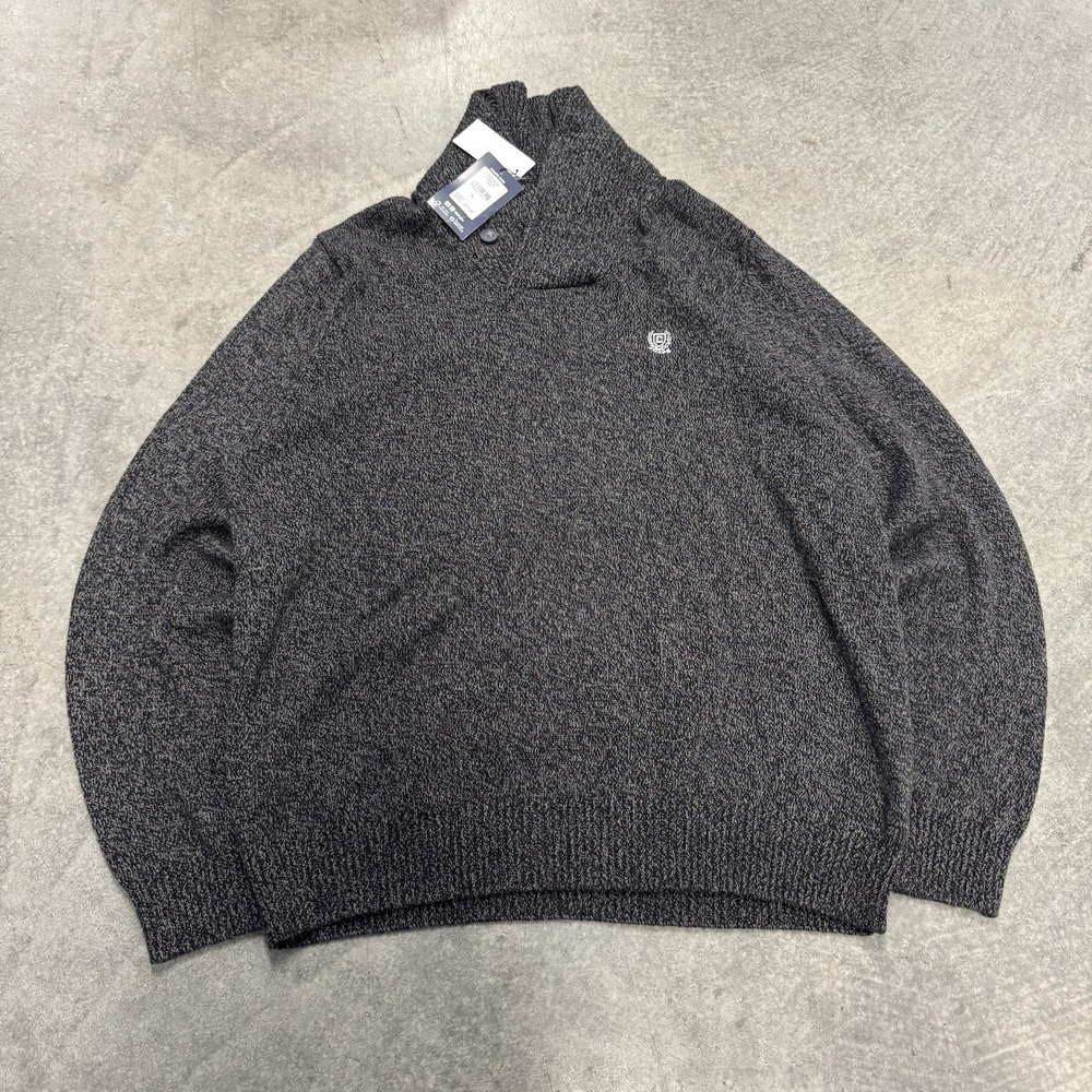 NWT Men's Chaps Shawl Collar Sweater XL Charcoal Gray Nautical Knit Pullover